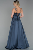 Robe de Fiançaille Satin Longue Anthracite ABU1458