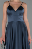Robe de Fiançaille Satin Longue Anthracite ABU1458