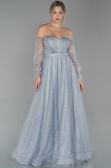 Robe de Soirée Longue Gris ABU1730