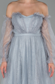 Robe de Soirée Longue Gris ABU1730