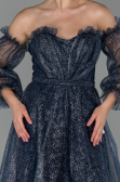 Robe de Soirée Longue Bleu Marine ABU1730