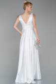 Robe de Soirée Longue Satin Blanc ABU1737