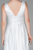 Robe de Soirée Longue Satin Blanc ABU1737