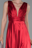 Robe de Soirée Longue Satin Rouge ABU1737