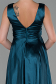 Robe de Soirée Longue Satin Vert Pétrole ABU1737