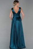 Robe de Soirée Longue Satin Vert Pétrole ABU1737