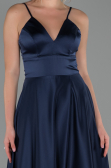 Robe de Soirée Longue Satin Bleu Marine ABU1458