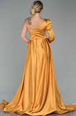 Robe de Soirée Longue Satin Moutarde ABU1715
