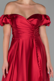 Robe de Soirée Longue Satin Rouge ABU1840