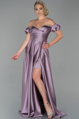 Robe de Soirée Longue Satin Lilas ABU1840