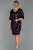 Robe de Soirée Grande Taille Courte Violet Foncé ABK631