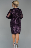 Robe de Soirée Grande Taille Courte Violet Foncé ABK631