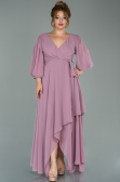 Robe Grande Taille Midi Mousseline Couleur Rose ABK1083