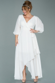 Robe Grande Taille Midi Mousseline Blanc ABK1083