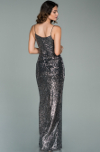 Robe de Soirée Longue Squameuse Anthracite ABU1880