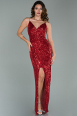 Robe de Soirée Longue Squameuse Rouge ABU1880