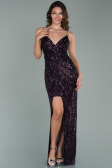 Robe de Soirée Longue Squameuse Violet Foncé ABU1880