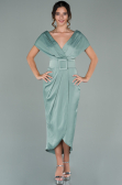 Robe de Cérémonie Courte Satin Turquoise ABK1107