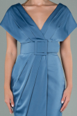 Robe de Cérémonie Courte Satin Indigo ABK1107