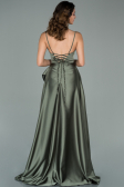 Robe de Soirée Longue Satin Kaki ABU1843