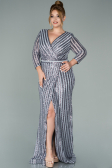 Robe De Soirée En Velours Longue Gris ABU1043