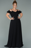 Robe Grande Taille Longue Mousseline Noir ABU1892