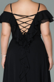 Robe Grande Taille Longue Mousseline Noir ABU1892