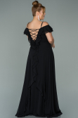 Robe Grande Taille Longue Mousseline Noir ABU1892