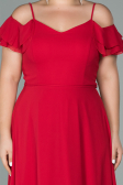 Robe Grande Taille Longue Mousseline Rouge ABU1892