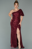 Robe Grande Taille Longue Rouge Bordeaux ABU1893