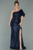 Robe Grande Taille Longue Bleu Marine ABU1893