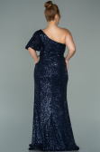 Robe Grande Taille Longue Bleu Marine ABU1893