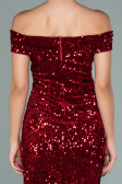Robe de Cérémonie Courte Velours à Paillettes Rouge ABK1130