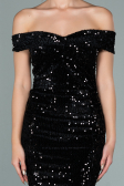 Robe de Cérémonie Courte Velours à Paillettes Noir ABK1130