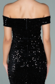 Robe de Cérémonie Courte Velours à Paillettes Noir ABK1130