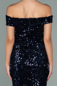 Robe de Cérémonie Courte Velours à Paillettes Bleu Marine ABK1130