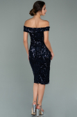 Robe de Cérémonie Courte Velours à Paillettes Bleu Marine ABK1130