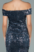 Robe de Cérémonie Courte Velours à Paillettes Indigo ABK1130