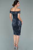 Robe de Cérémonie Courte Velours à Paillettes Indigo ABK1130