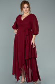 Robe Grande Taille Midi Mousseline Rouge Bordeaux ABK1083