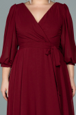 Robe Grande Taille Midi Mousseline Rouge Bordeaux ABK1083
