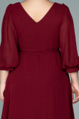 Robe Grande Taille Midi Mousseline Rouge Bordeaux ABK1083