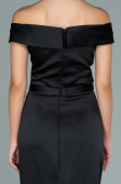 Robe de Soirée Longue Satin Noir ABU1943