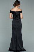Robe de Soirée Longue Satin Noir ABU1943