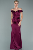 Robe de Soirée Longue Satin Prune ABU1943