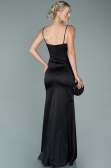 Robe de Soirée Longue Satin Noir ABU1938