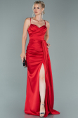 Robe Queue De Poisson Satin Longue Rouge ABU1894