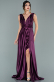 Robe de Soirée Longue Satin Prune ABU1737