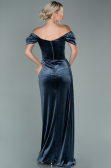 Robe de Soirée Longue Velours Anthracite ABU1990
