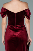 Robe de Soirée Longue Velours Rouge Bordeaux ABU1990